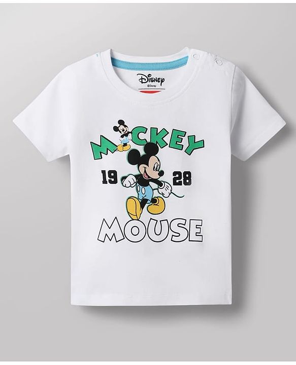 Babyhug Disney Cotton Knit T-Shirts Half Sleeve with Mickey Mouse Graphic Multi Color 3-6 Months Pack of 2