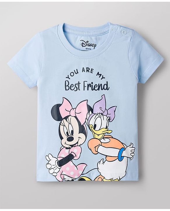Babyhug Disney Cotton Knit T-Shirts Half Sleeve with Minnie and Friends Graphic Multi Color 3-6 Months Pack of 2