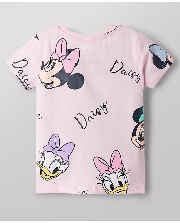 Babyhug Disney Cotton Knit T-Shirts Half Sleeve with Minnie and Friends Graphic Multi Color 3-6 Months Pack of 2