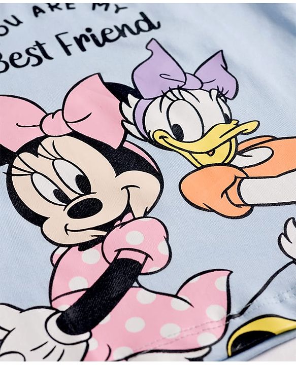 Babyhug Disney Cotton Knit T-Shirts Half Sleeve with Minnie and Friends Graphic Multi Color 3-6 Months Pack of 2
