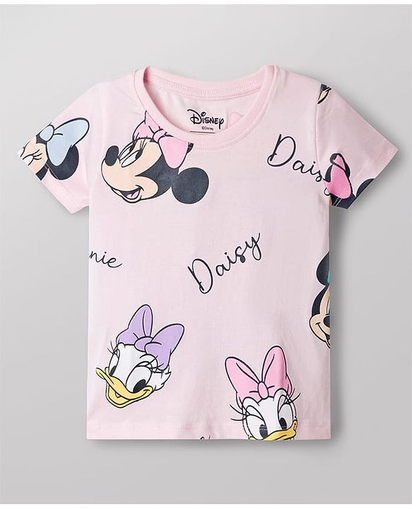 Babyhug Disney Cotton Knit T-Shirts Half Sleeve with Minnie and Friends Graphic Multi Color 3-6 Months Pack of 2
