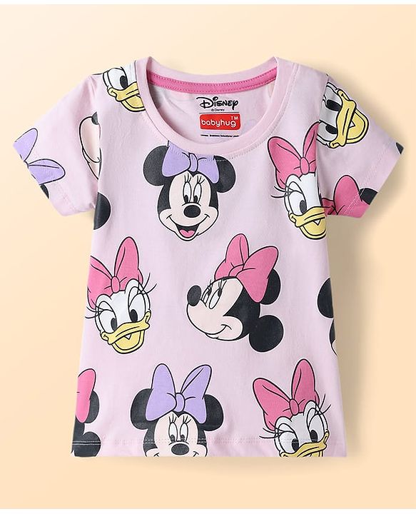 Babyhug Disney Single Jersey Knit Half Sleeves T-Shirts with Minnie & Friends Graphics Pack of 3 - Multicolor