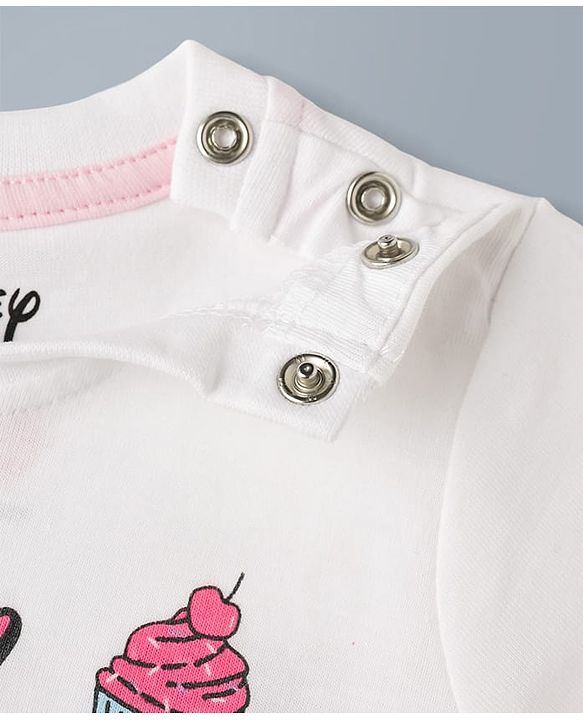 Babyhug Disney Single Jersey Knit Half Sleeves T-Shirt & Shorts Night Suit with Minnie Mouse Graphics - White