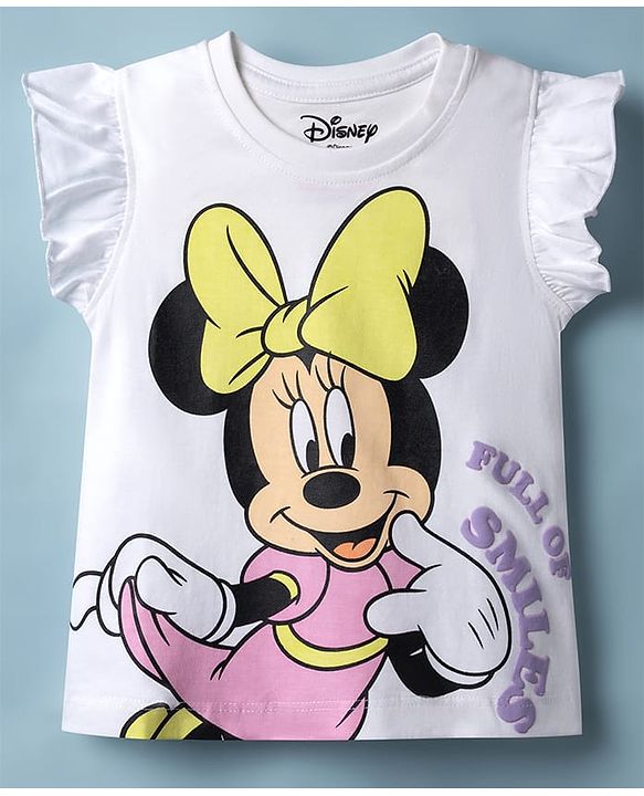 Babyhug Disney Single Jersey Knit Half Sleeves T-Shirt & Shorts Night Suit with Minnie Mouse Graphics - White