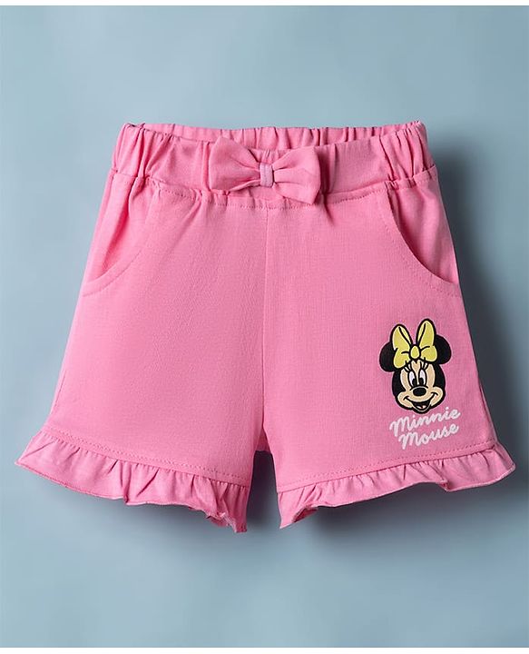 Babyhug Disney Single Jersey Knit Half Sleeves T-Shirt & Shorts Night Suit with Minnie Mouse Graphics - White