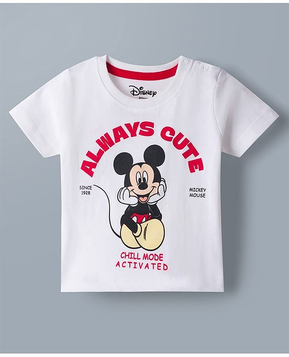 Babyhug Disney 100% Cotton Knit Half Sleeves T-Shirt & Pyjama Night Suit With Mickey Mouse Graphic - Multicolor
