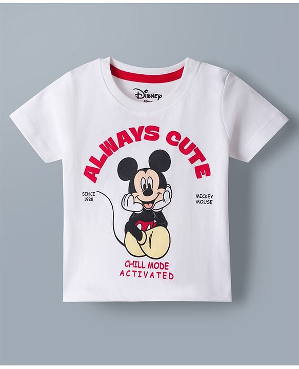 Babyhug Disney 100% Cotton Knit Half Sleeves T-Shirt & Pyjama Night Suit With Mickey Mouse Graphic - Multicolor