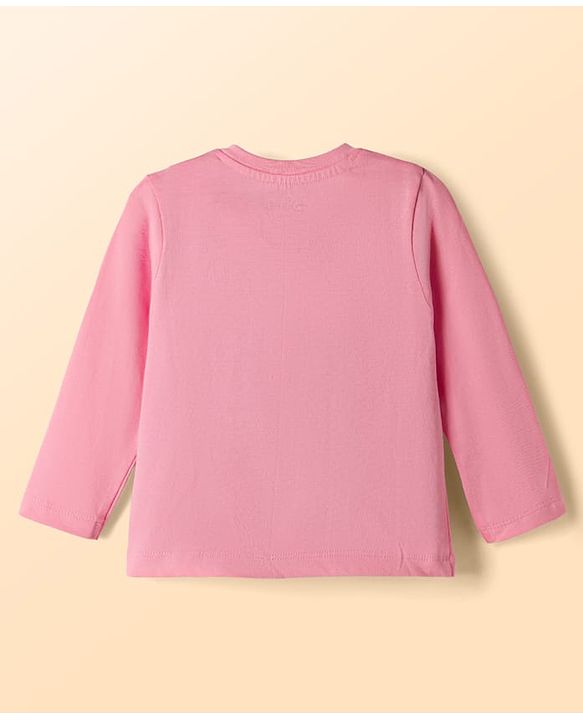 Babyhug Disney Single Jersey Knit Full Sleeves T-Shirt & Pyjama night Suit with Stitch Print - Pink