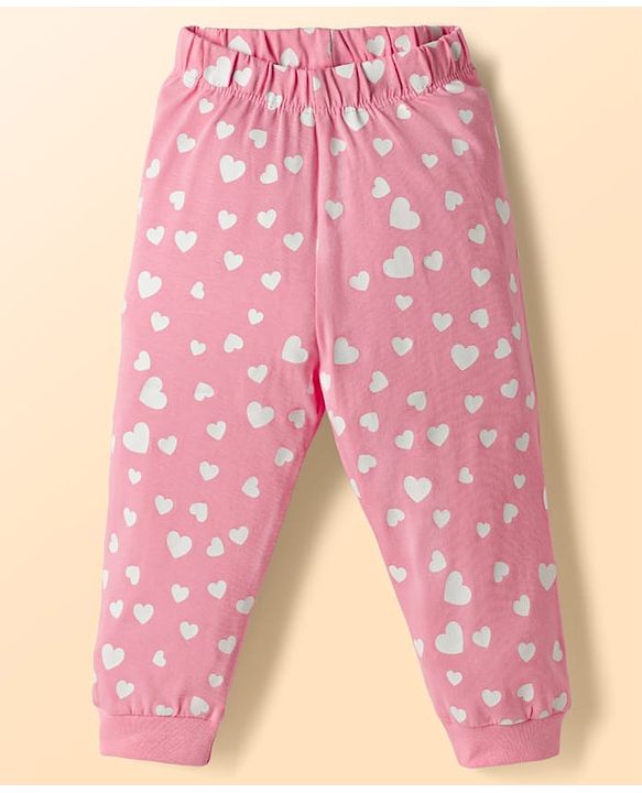 Babyhug Disney Single Jersey Knit Full Sleeves T-Shirt & Pyjama night Suit with Stitch Print - Pink