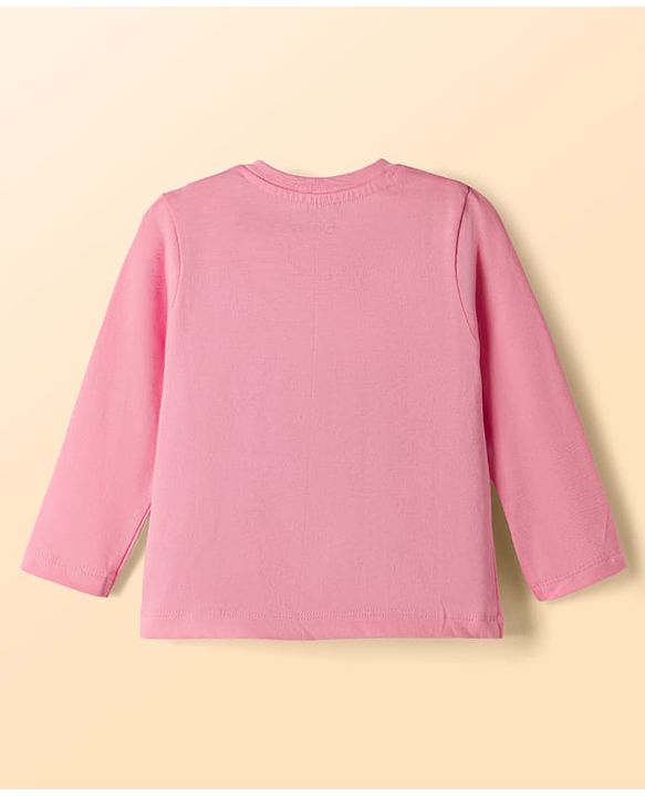 Babyhug Disney Single Jersey Knit Full Sleeves T-Shirt & Pyjama night Suit with Stitch Print - Pink