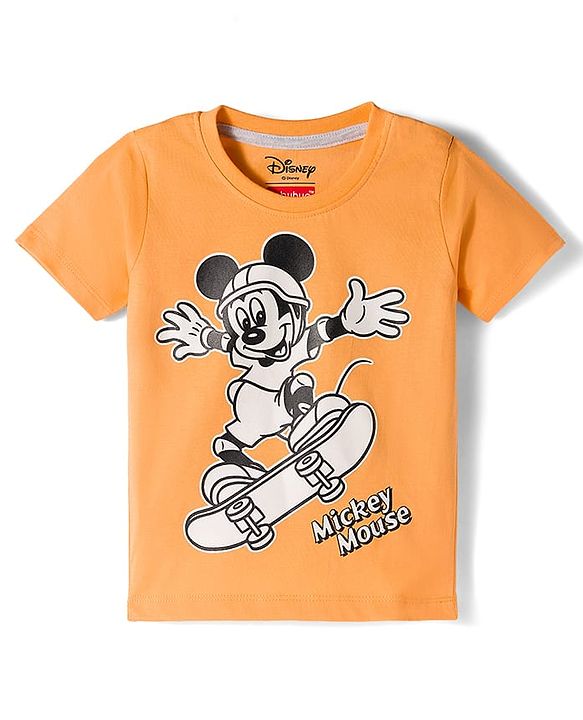 Babyhug Disney Single Jersey Knit Half Sleeves T-Shirt & Shorts Set With Mickey Mouse Graphics - Multicolor