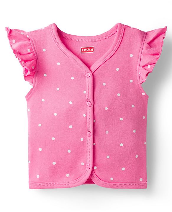 Babyhug 100% Cotton Knit Antibacterial Sleeveless Jhablas With Cat Bow & Polka Dot Print Pack of 3 - Multicolor
