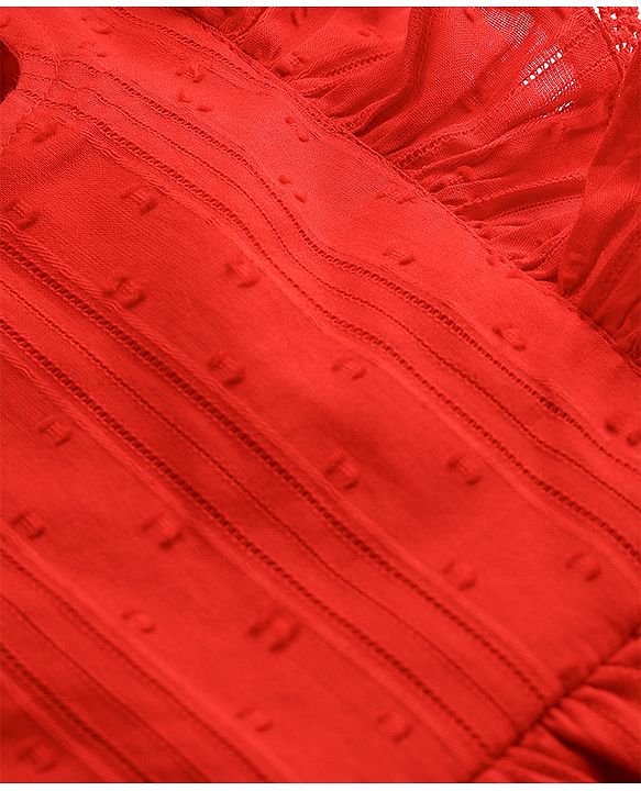 Babyhug Cotton Woven One Piece Frocks Frill Sleeves Round Neck Red 3-6 Months