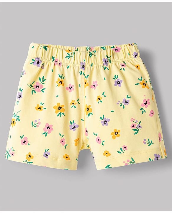 Babyhug Disney Single Jersey Knit Half Sleeves T-Shirt & Shorts Set with Minnie Mouse Graphics - Yellow