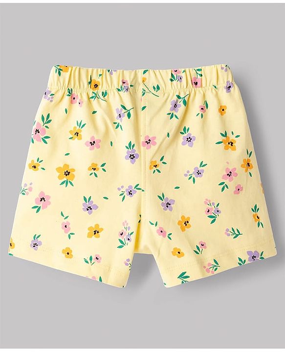 Babyhug Disney Single Jersey Knit Half Sleeves T-Shirt & Shorts Set with Minnie Mouse Graphics - Yellow
