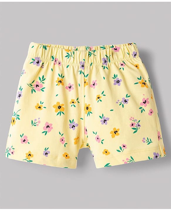 Babyhug Disney Single Jersey Knit Half Sleeves T-Shirt & Shorts Set with Minnie Mouse Graphics - Yellow