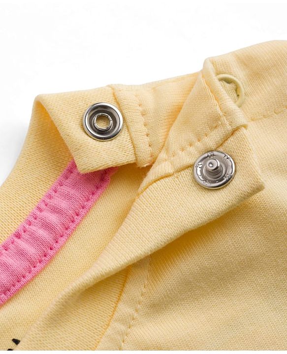 Babyhug Disney Single Jersey Knit Half Sleeves T-shirt & Denim Shorts With Minnie Mouse Graphic - Yellow