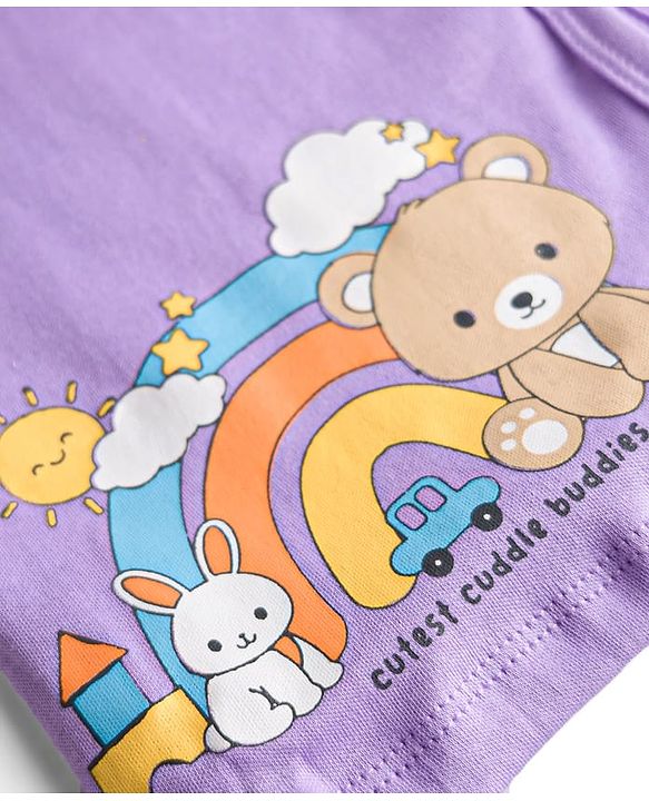 Babyhug 100% Cotton Interlock Knit Half Sleeves  Antibacterial Jhablas With Bear Print Pack of 3 - Multicolor