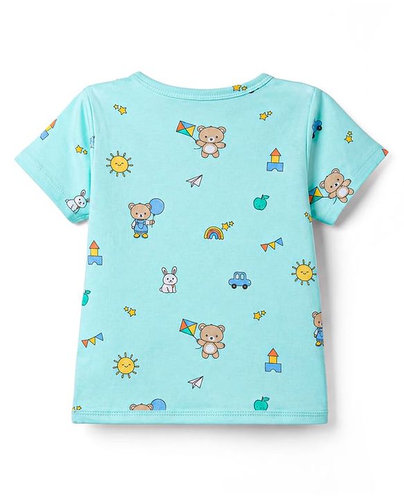 Babyhug 100% Cotton Interlock Knit Half Sleeves  Antibacterial Jhablas With Bear Print Pack of 3 - Multicolor