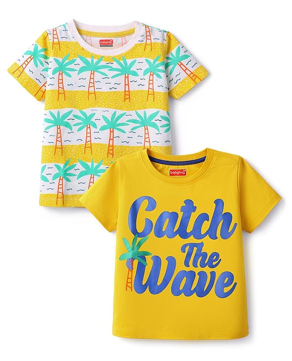 Babyhug Cotton Knit T-Shirts Half Sleeves with Graphics Pack of 2 Multi Color 6-9 Months