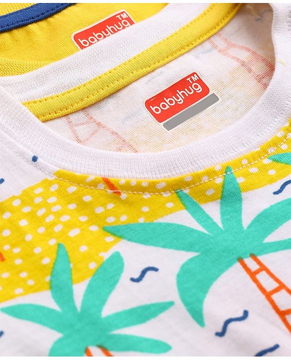 Babyhug Cotton Knit T-Shirts Half Sleeves with Graphics Pack of 2 Multi Color 6-9 Months