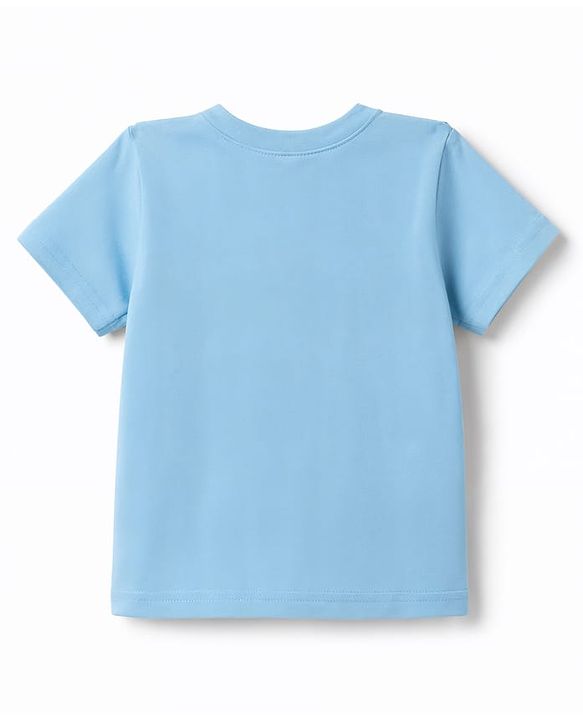 Babyhug 100% Cotton Knit Half Sleeves Dino Printed T-Shirt & Shorts Set - Light Blue & Beige
