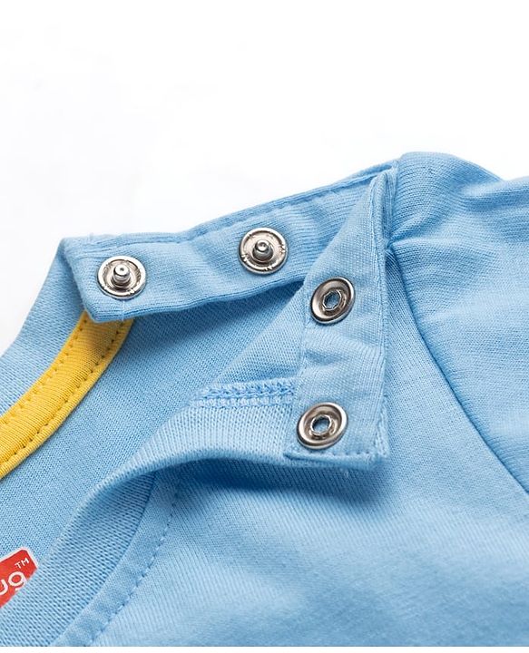 Babyhug 100% Cotton Knit Half Sleeves Dino Printed T-Shirt & Shorts Set - Light Blue & Beige