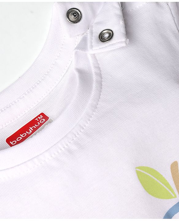 Babyhug 100% Cotton Knit Half Sleeves Pear & Text Printed T-Shirt & Shorts Set - White & Lime Green