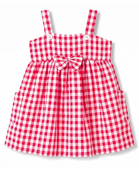 Babyhug Cotton Woven One Piece Dresses/Frocks Sleeveless Gingham Multi Color 3-6 Months