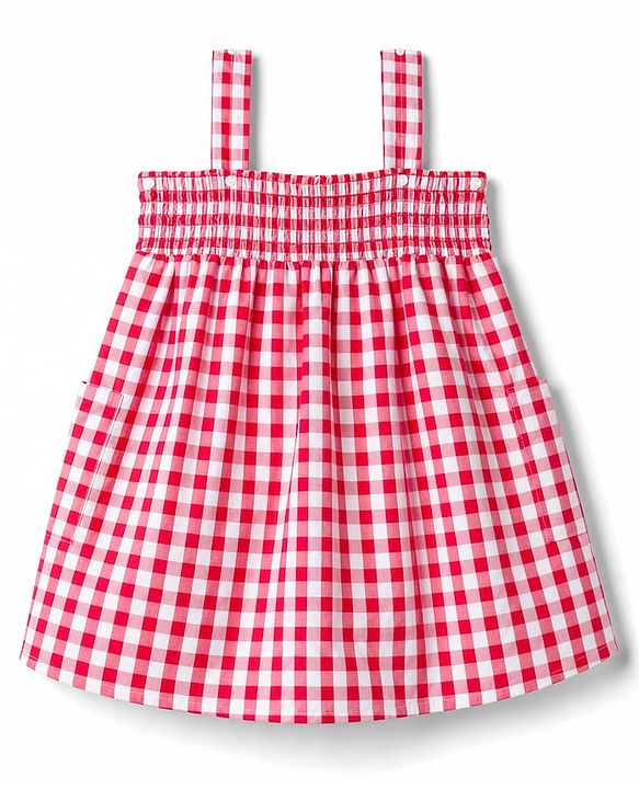 Babyhug Cotton Woven One Piece Dresses/Frocks Sleeveless Gingham Multi Color 3-6 Months