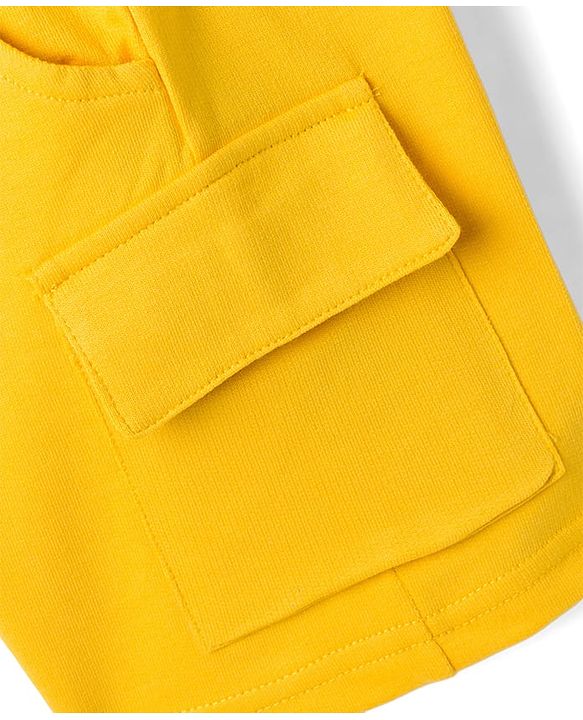 Babyhug Single Jersey Knit Half Sleeves T-Shirt & Shorts Set with Text Print - Yellow & Blue