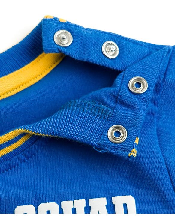 Babyhug Single Jersey Knit Half Sleeves T-Shirt & Shorts Set with Text Print - Yellow & Blue