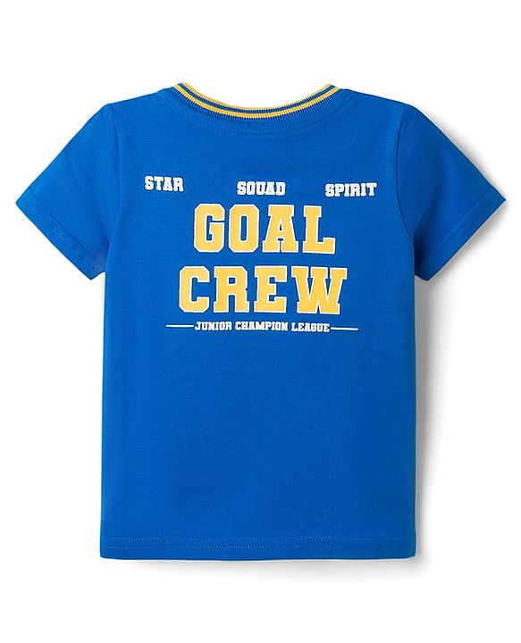 Babyhug Single Jersey Knit Half Sleeves T-Shirt & Shorts Set with Text Print - Yellow & Blue
