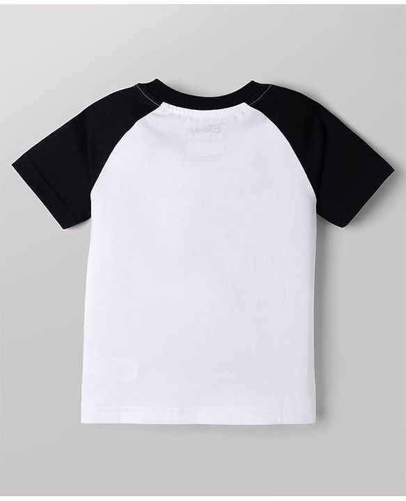 Babyhug Disney Single Jersey Knit Half Sleeves Raglan T-shirt & Shorts With Mickey Mouse Graphic - Black & White