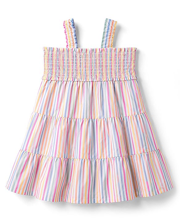 Babyhug Cotton Woven One Piece Dresses/Frocks Sleeveless Tiered Yellow 9-12 Months
