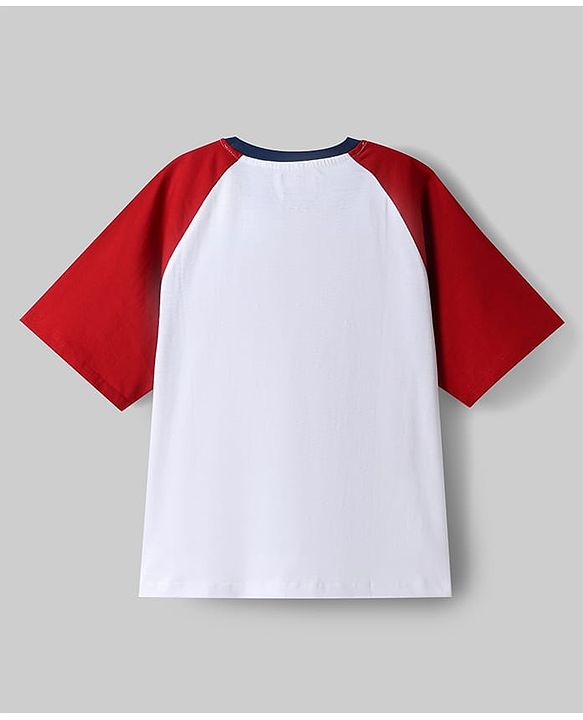 Pine Kids Marvel 100% Cotton Knit Raglan Half Sleeves T-Shirt & Shorts Set With Avengers Graphic - Multicolor