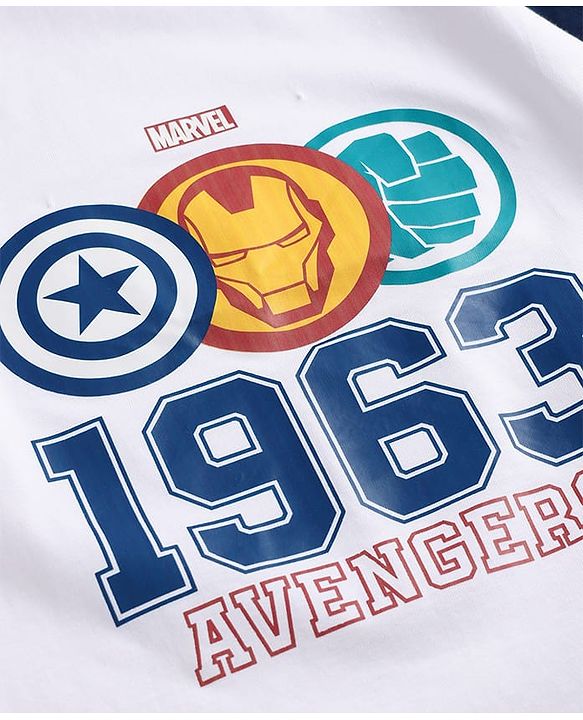 Pine Kids Marvel 100% Cotton Knit Raglan Half Sleeves T-Shirt & Shorts Set With Avengers Graphic - Multicolor