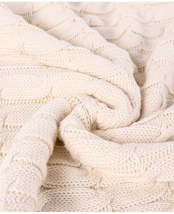 Babyhug Premium Cotton Knitted & Fur Blanket - White