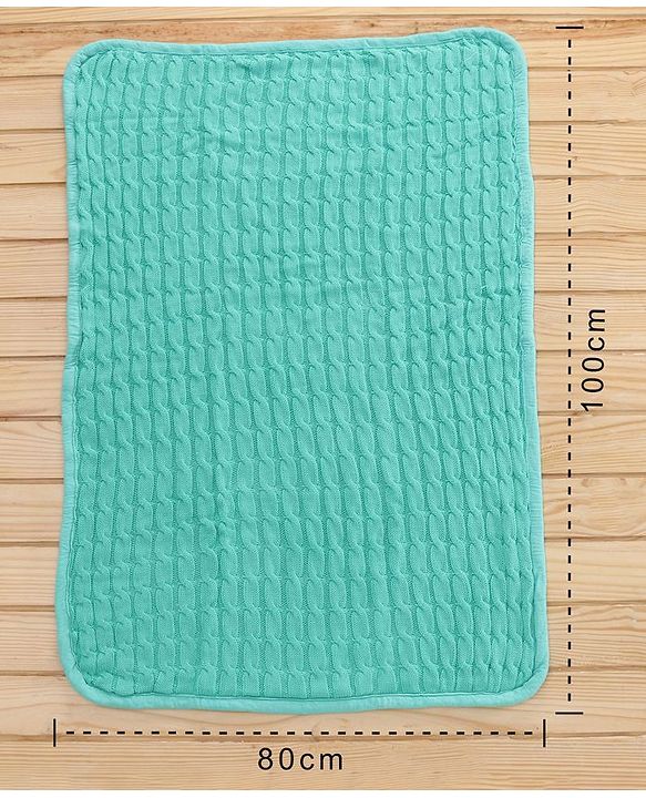 Babyhug Premium Cotton Knitted & Fur Blanket - Green