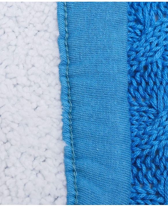 Babyhug Premium Cotton Knitted & Fur Blanket - Blue