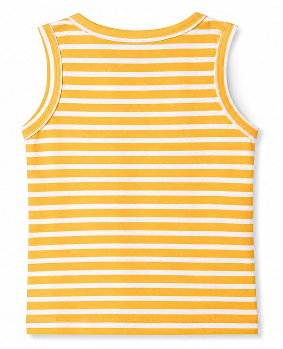 Babyhug 100% Cotton Single Jersey Knit Sleeveless Antibacterial Sando Striped Vests With Cub Print Pack of 3 - Multicolor