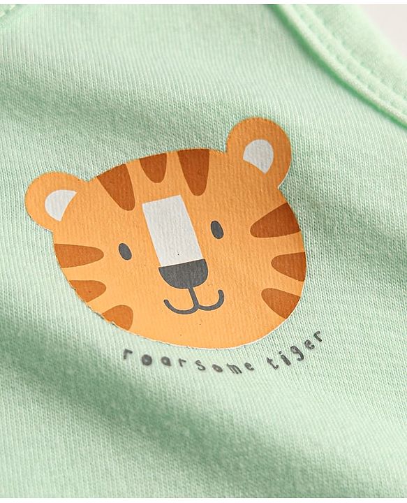 Babyhug 100% Cotton Single Jersey Knit Sleeveless Antibacterial Sando Striped Vests With Cub Print Pack of 3 - Multicolor
