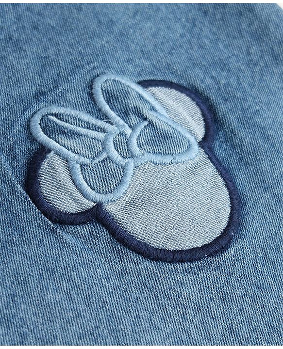 Babyhug Disney Full Length Denim Jeans with Minnie Mouse Patch - Blue