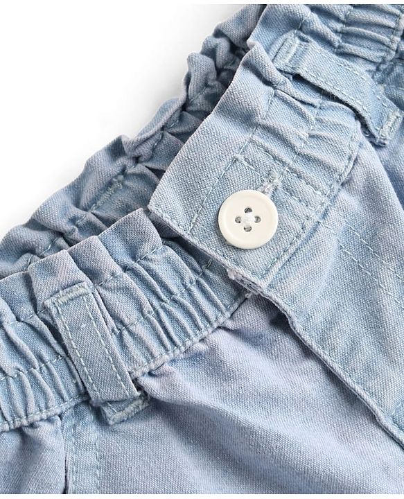 Babyhug Disney Denim Full Length Jeans With Minnie Mouse Graphic & Bow Embroidery - Light Blue