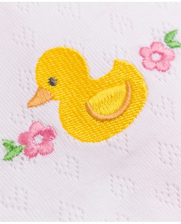 Babyhug 100% Cotton Interlock Knit Half Sleeves Onesies With Duck Embroidery - Orange