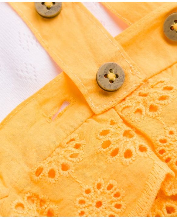 Babyhug 100% Cotton Interlock Knit Half Sleeves Onesies With Duck Embroidery - Orange