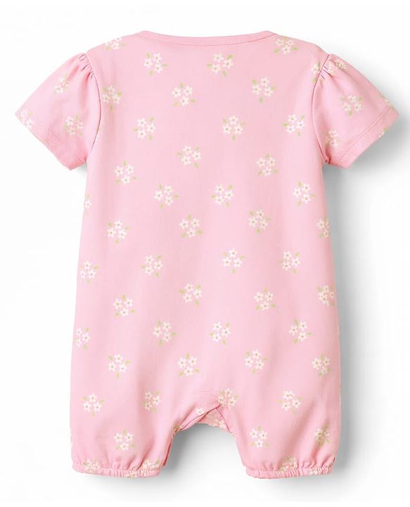 Babyhug 100% Cotton Knit Half Sleeves Solid & Floral Printed Rompers Pack of 2 - Multicolor
