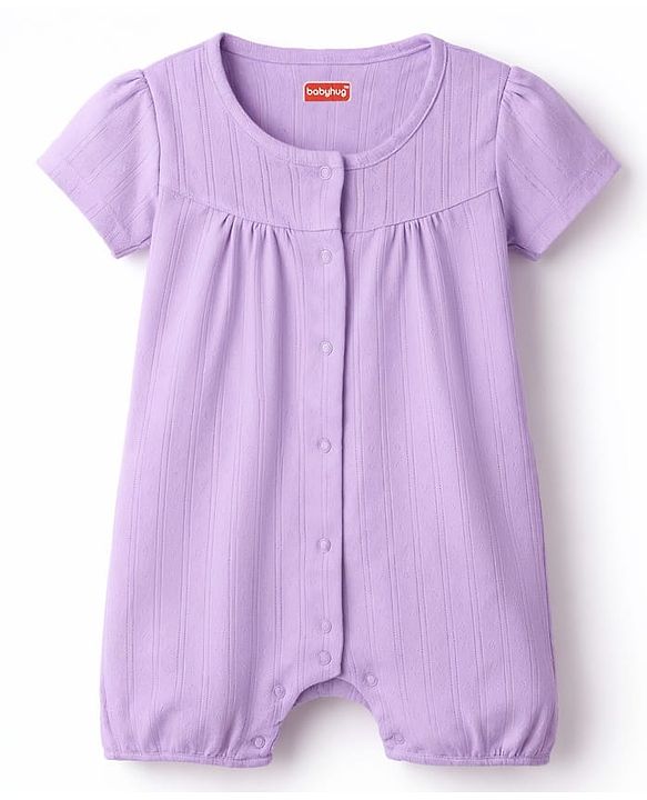 Babyhug 100% Cotton Knit Half Sleeves Solid & Floral Printed Rompers Pack of 2 - Multicolor