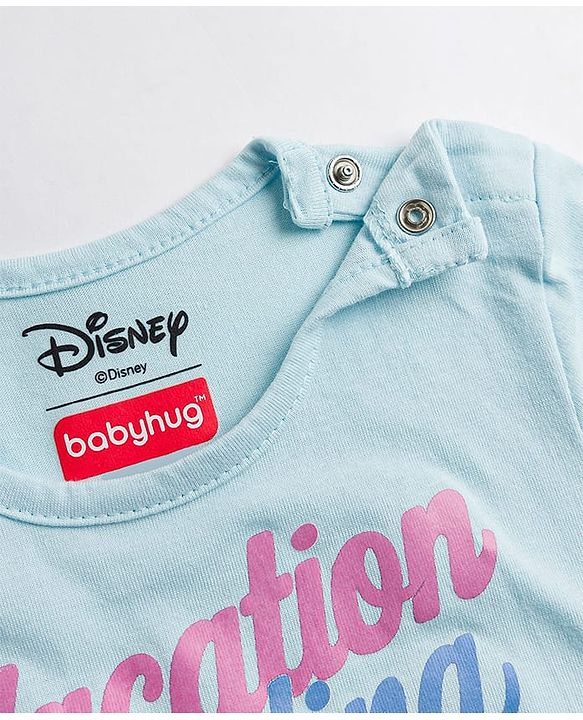 Babyhug Disney Single Jersey Knit Half Sleeves T-Shirt & Denim Shorts Set with Minnie & Friends Graphics - Multicolor
