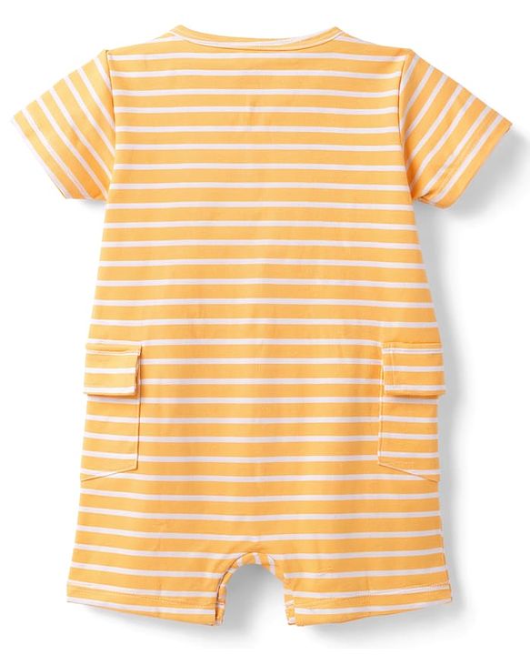 Babyhug 100% Cotton Interlock Knit Half Sleeves Rompers With Tiger Print Pack of 2 - Multicolor